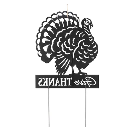 Glitzhome® 30" Thanksgiving Metal Silhouette Turkey Yard Stake